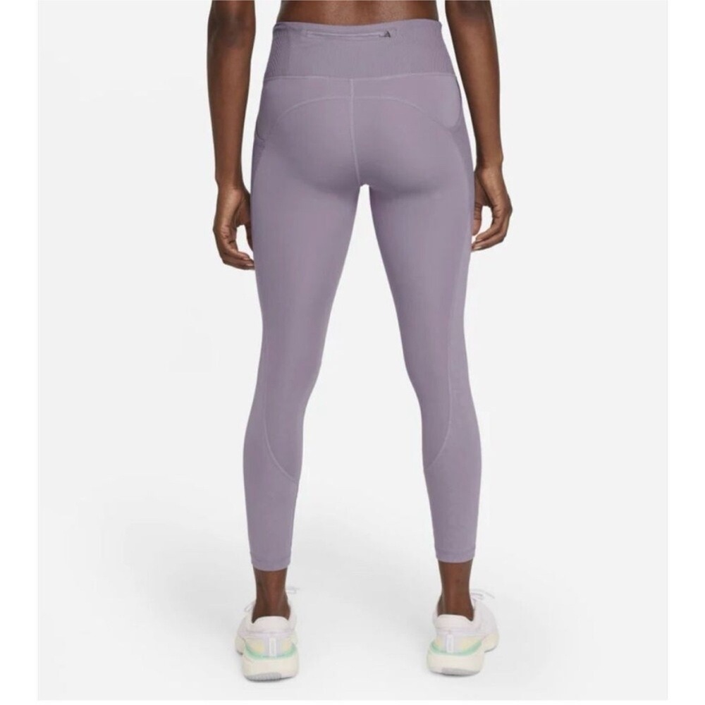 Nike Dri Fit Retro Logo Athletic Leggings Purple 7/8 Length - Picture 11 of 11
